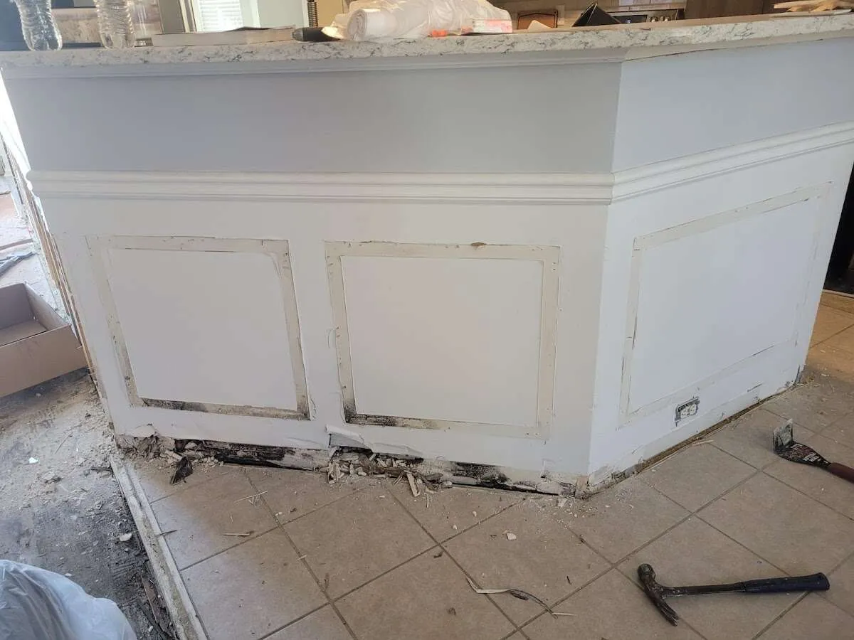 Water damage and mold on kitchen during Storm Damage Restoration in Baker City